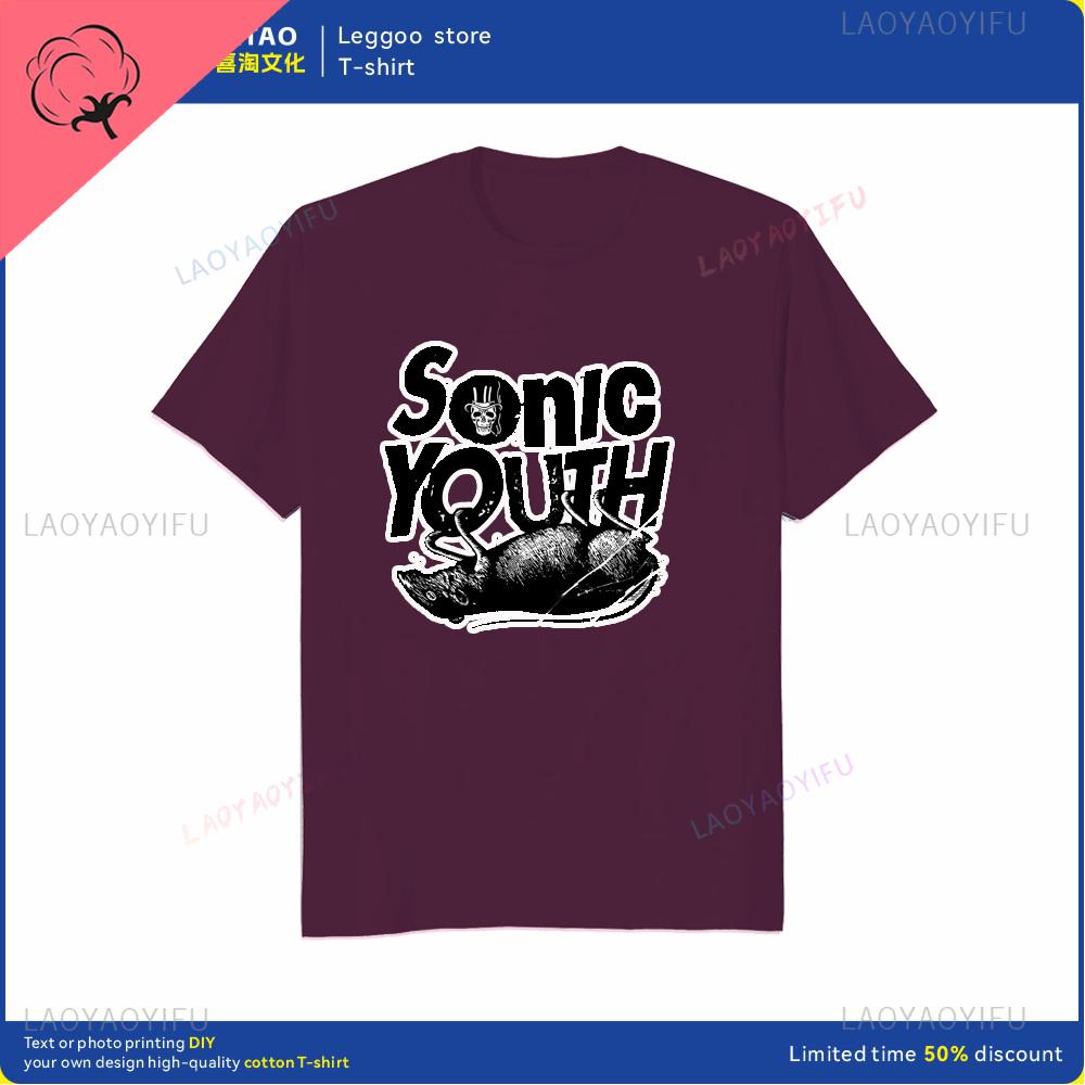 The Unique Sonic Youth Retro Rock Tshirt Is a Fashionable and Trendy Streetwear for Casual Shortsleeved Cotton Men and Women