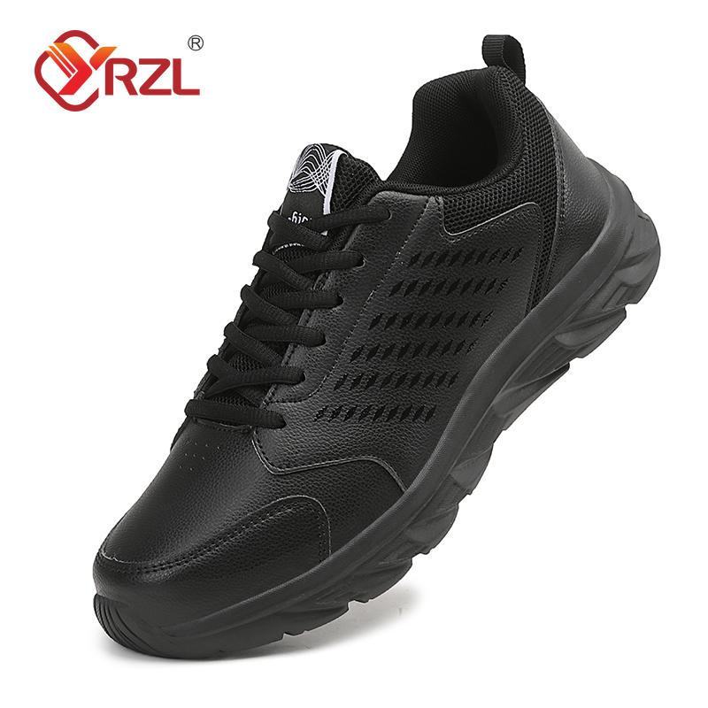 YRZL Men Running Shoes Athletic Leather Sport Shoes Lace-up Men Outdoor Sneakers Lightweight Men Shoes Tenis Masculino
