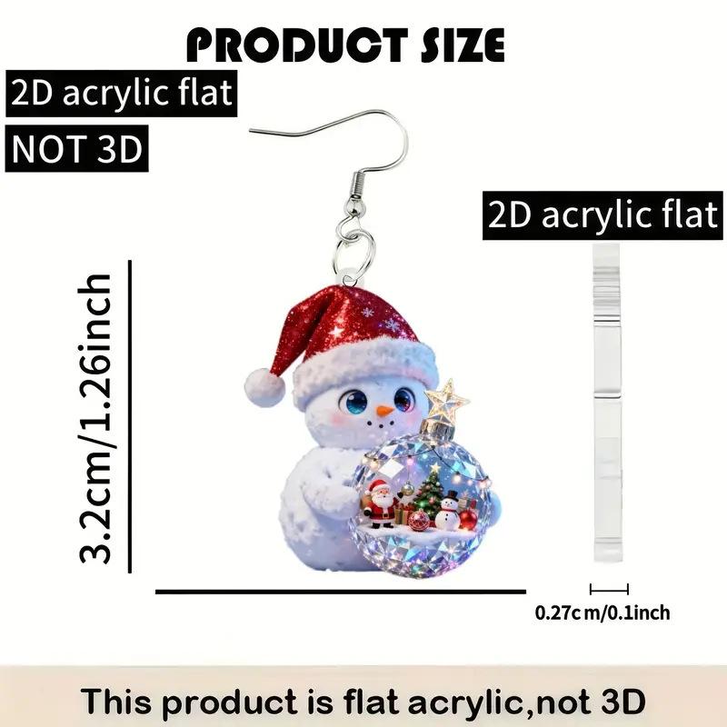 Cross-border new bohemian snowman earrings mini snowball Christmas party flat acrylic snowman earrings