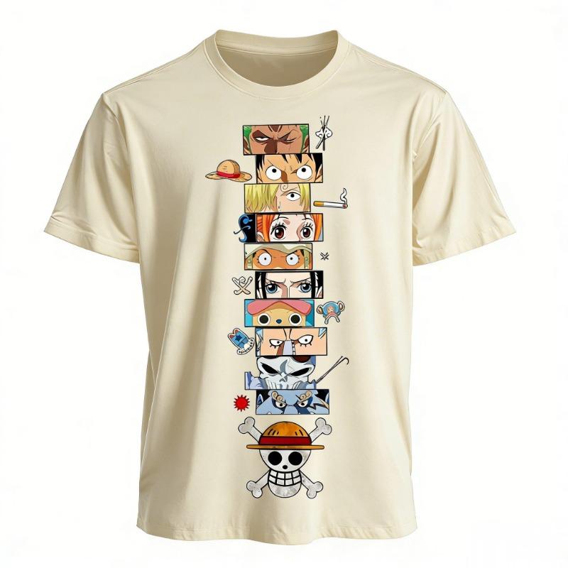2026 One Piece Anime Luffy Zoro Ace T Shirt Men Summer Cotton Short Sleeve Graphic Tee Harajuku Streetwear Vintage Casual Tops