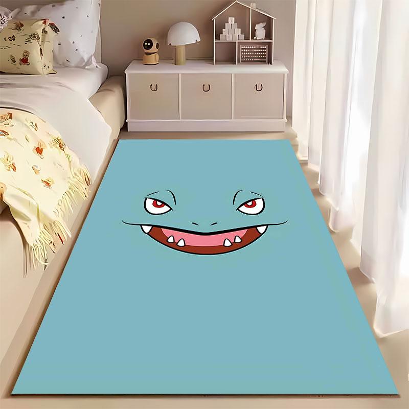 Teal Cartoon Monster Face Carpet Suitable As a Non-slip Mat for the Living Room or Bedroom Sofa