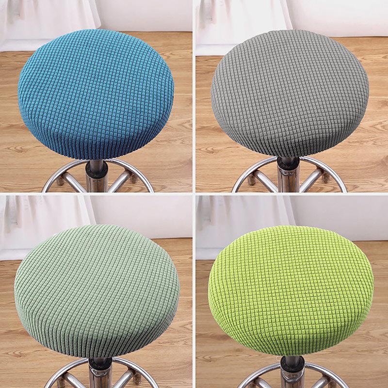Bar Stool Cover Polar Fleece Round Chair Cover Removable Stool Slipcover Solid Seat Cushion Protector Washable Bar Stool