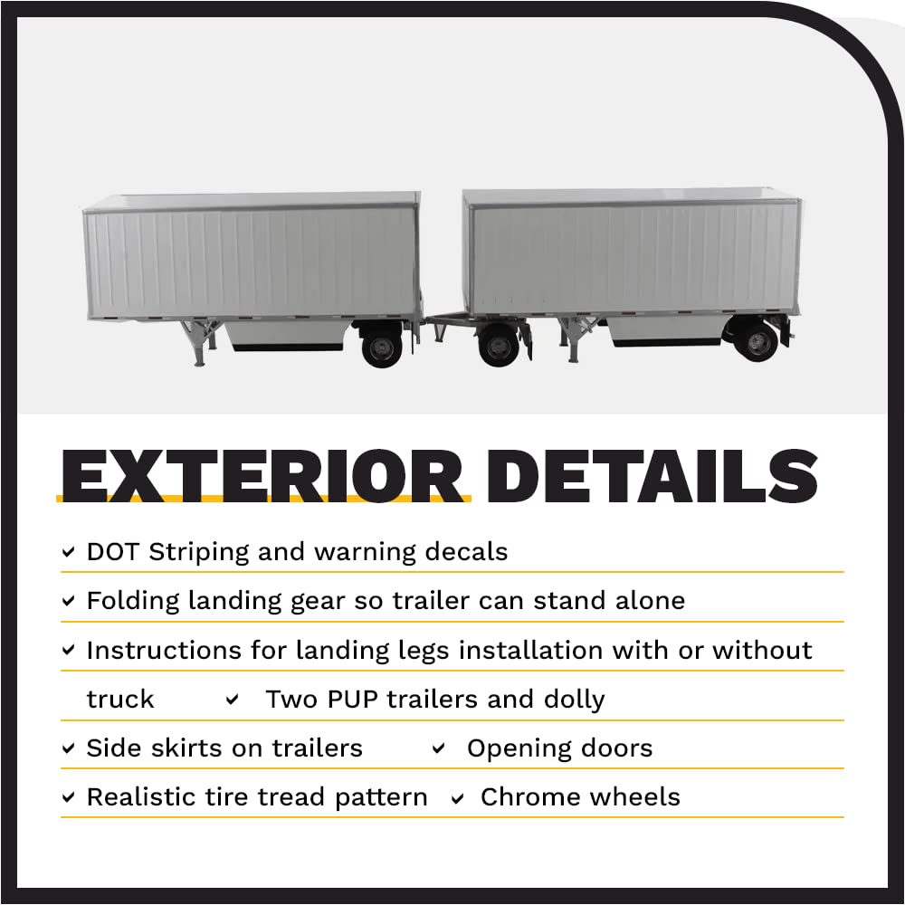 DIECAST MASTERS Wabash National 28F Pup-Anhänger Weiß Maßstabsmodell 91036 1/50