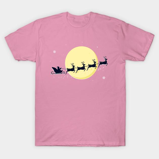 

T Shirt Ladies Christmas Santa Sleigh On Moon Harajuku Print Kawaii Tshirt Summer Short Sleeve Female T-Shirt Top Tee B Practical Use S розовый