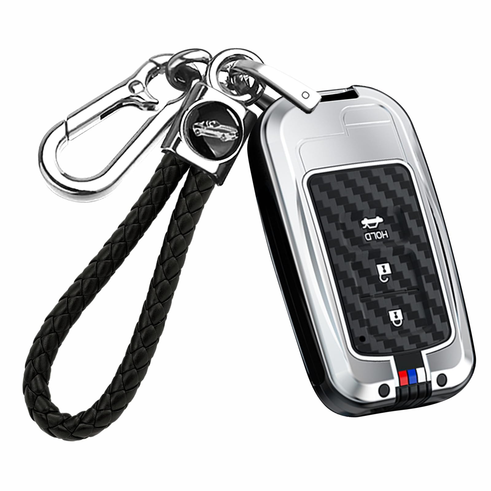 

TECART Ключ Toyota Ключ Toyota RAV4 Ключ Crown Royal Ключ Highlander Ключ Prius Vellfire Чехол для ключа автомобиля из алюминиевого сплава с серебристым чехлом из углеродного волокна, Чехол,