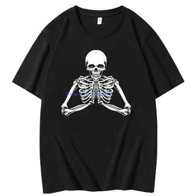 Now I Lay Me Down To Sleep Praying Skeleton Funny Shirts Graphic Tee Summer New In Tops And Tshirts Cotton Mens Tshirts