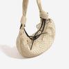 Beach Vacation Contrasting Mesh Bag, Cow Horn Bag, Women's Handbag, One Shoulder Crossbody, Hand Woven Bag, Fishing Net Armpit Bag