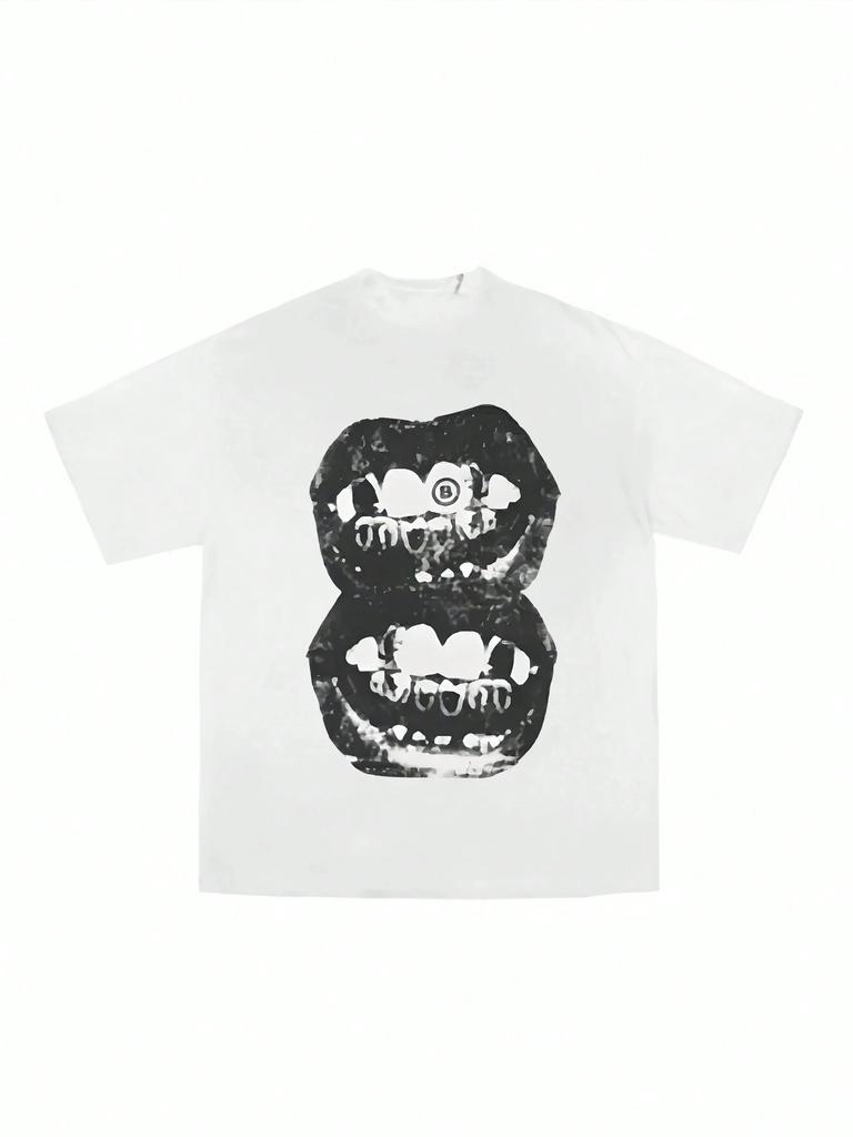 Lippenprint Grafik Unisex Baumwolle Basic T-Shirt Y2k Punk Sommer Mode Marke Rundhals Kurzarm Oberteile Vintage Lässig T-Shirt 3XL