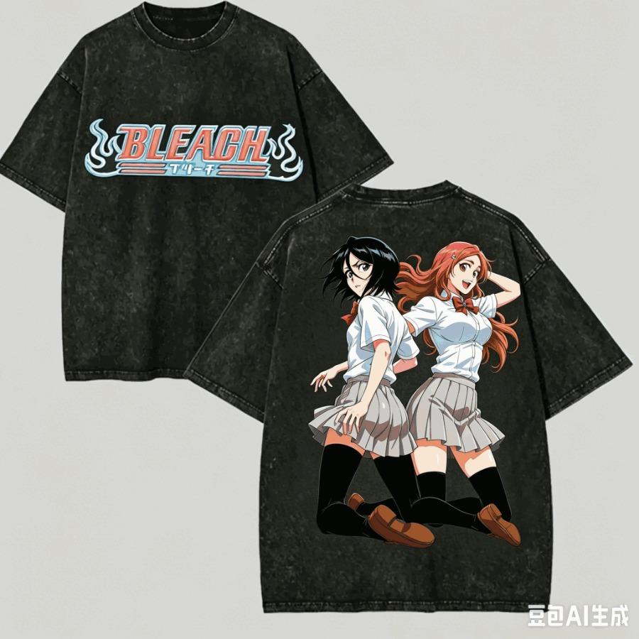 BLEACH Bleach T-Shirt, Loose Vintage Trendy Style, Unisex, Unique Clothing, High-Quality Hot Sale