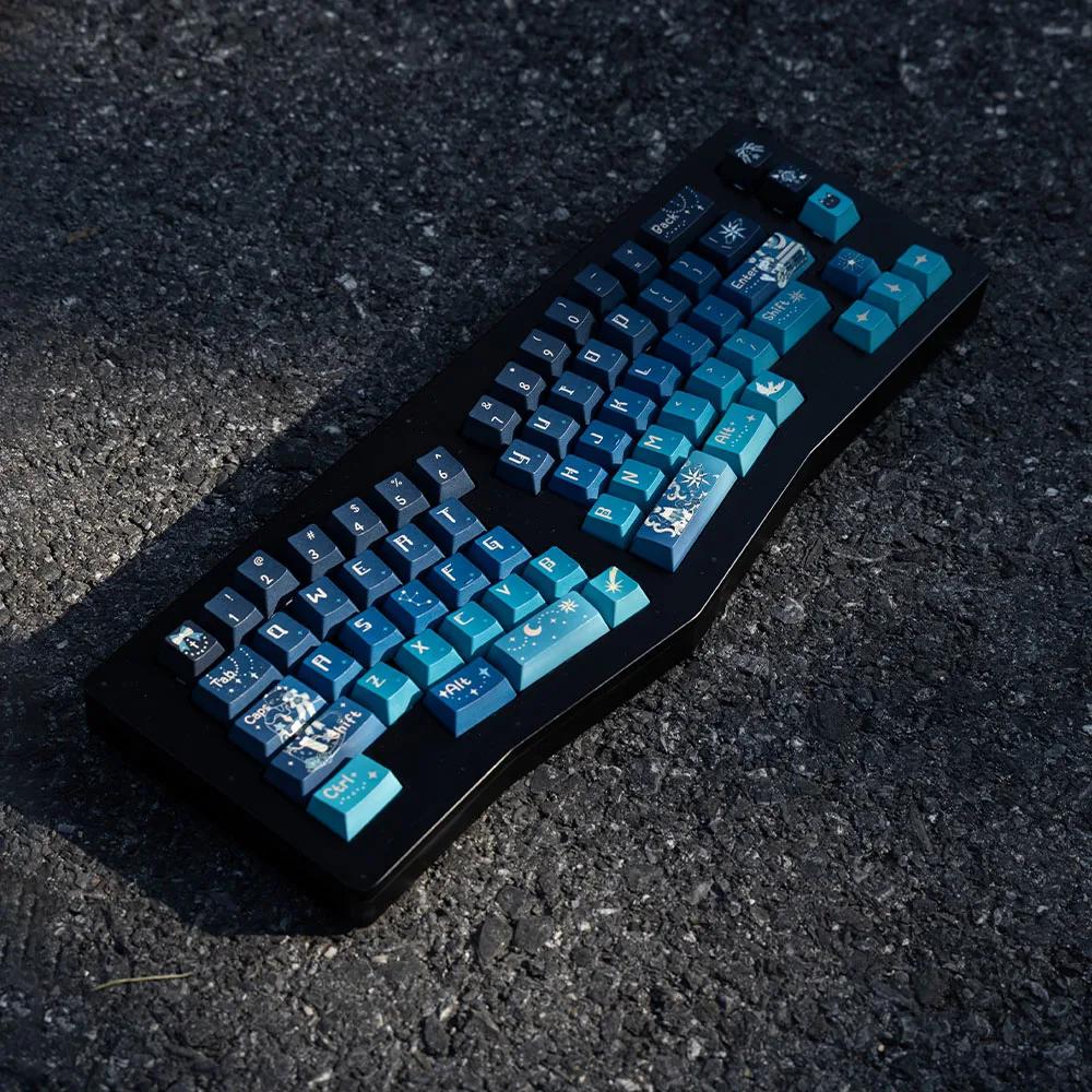 Starry Sky Keycaps·Starry Night Corridor·Night Tour·Dark Blue Gradient Pbt Cherry 139Keys Blue Gradient Purple Dream Keycaps