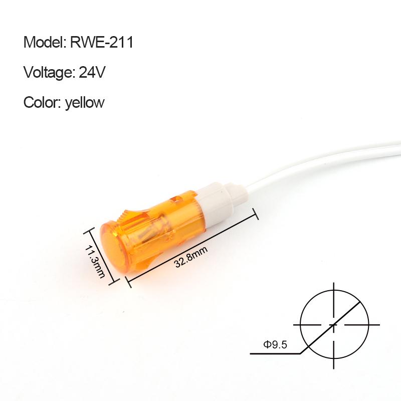 5Pcs Signal Lamp Panel Mounting Neon Indicator 380 220V 12V/24VDC 10mm MDX-11A with wire Guiding Signal Lamp Red Green Yellow