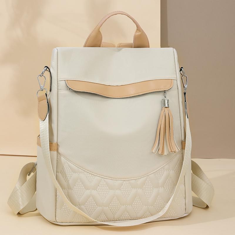 Mochila con Borlas para Mujer Mochila Patchwork de Nailon