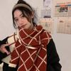 Winter Warm Long Scarves Plaid Women Scarf Vintage Knitted Scarf