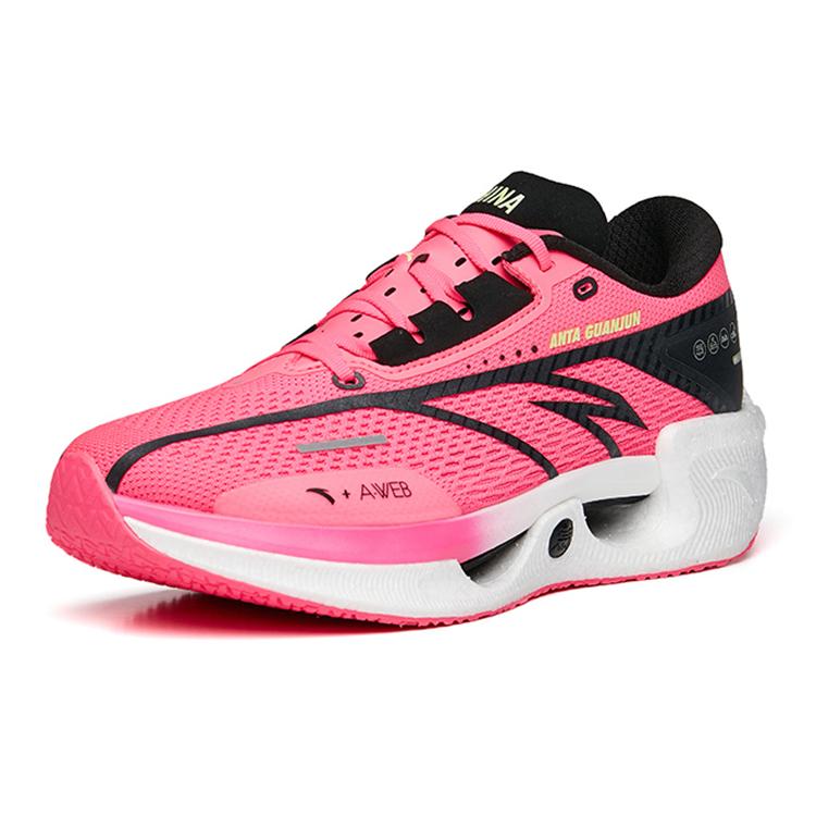 New Anta Surprising Waves Nitrogen Technology Breathable Lightweight Low Top Running Shoes Men's Pink Black 112255599A-2