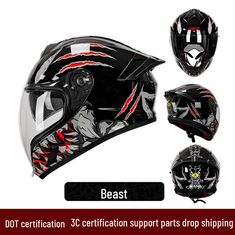 2025 Ghost Face Dual Visor Motorcycle Helmet: Anti-fog Full Face, Unisex with Drinking Feature