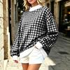 Women's Casual Long Sleeve Plaid Pullover Top for Everyday Wear