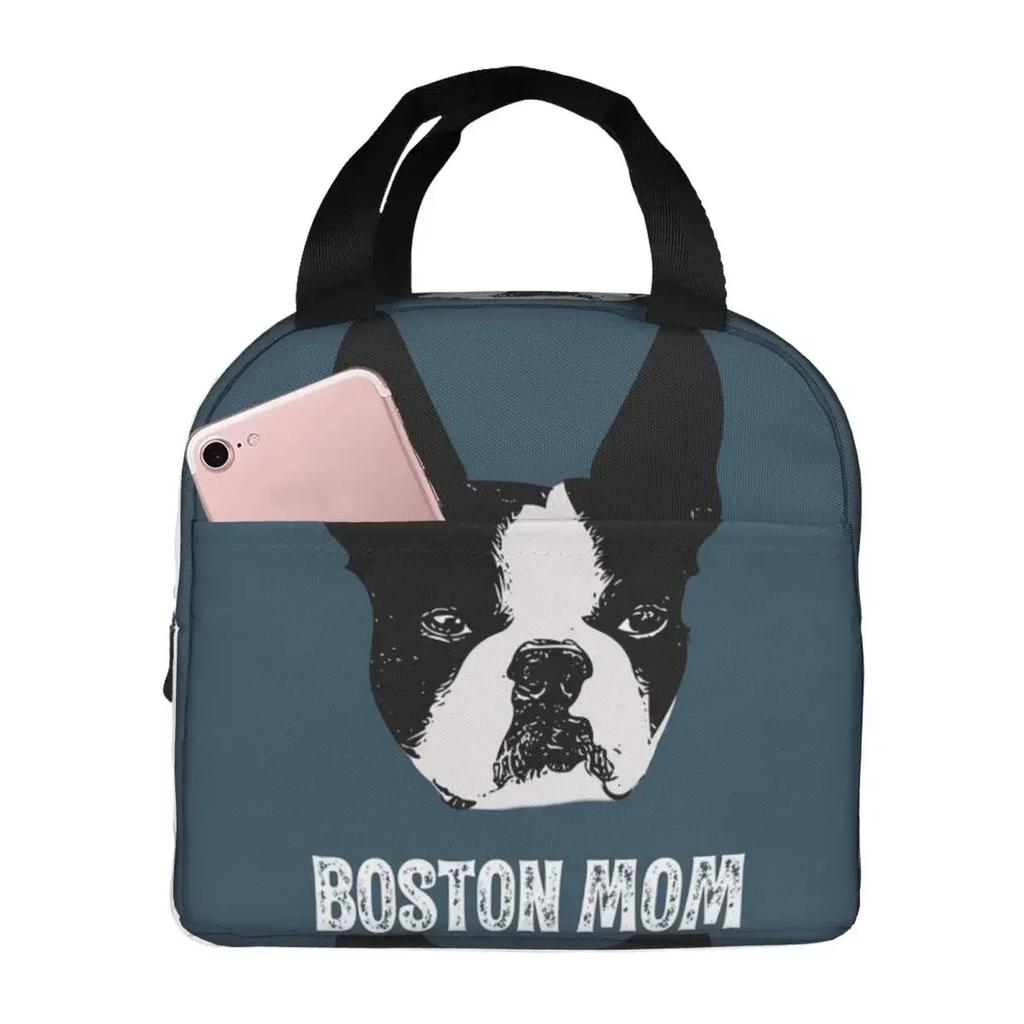 Boston Daddy Boston Bull Terrier Dog Insulated Lunch Bag for Women Kids Portable Food Boxes Thermal Lunch Box Tote