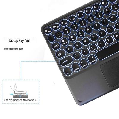Runde Tasten Klick-Hintergrundbeleuchtung Bluetooth-Tastatur mit kabellosem Laden für Apple/Huawei Telefone & Tablets