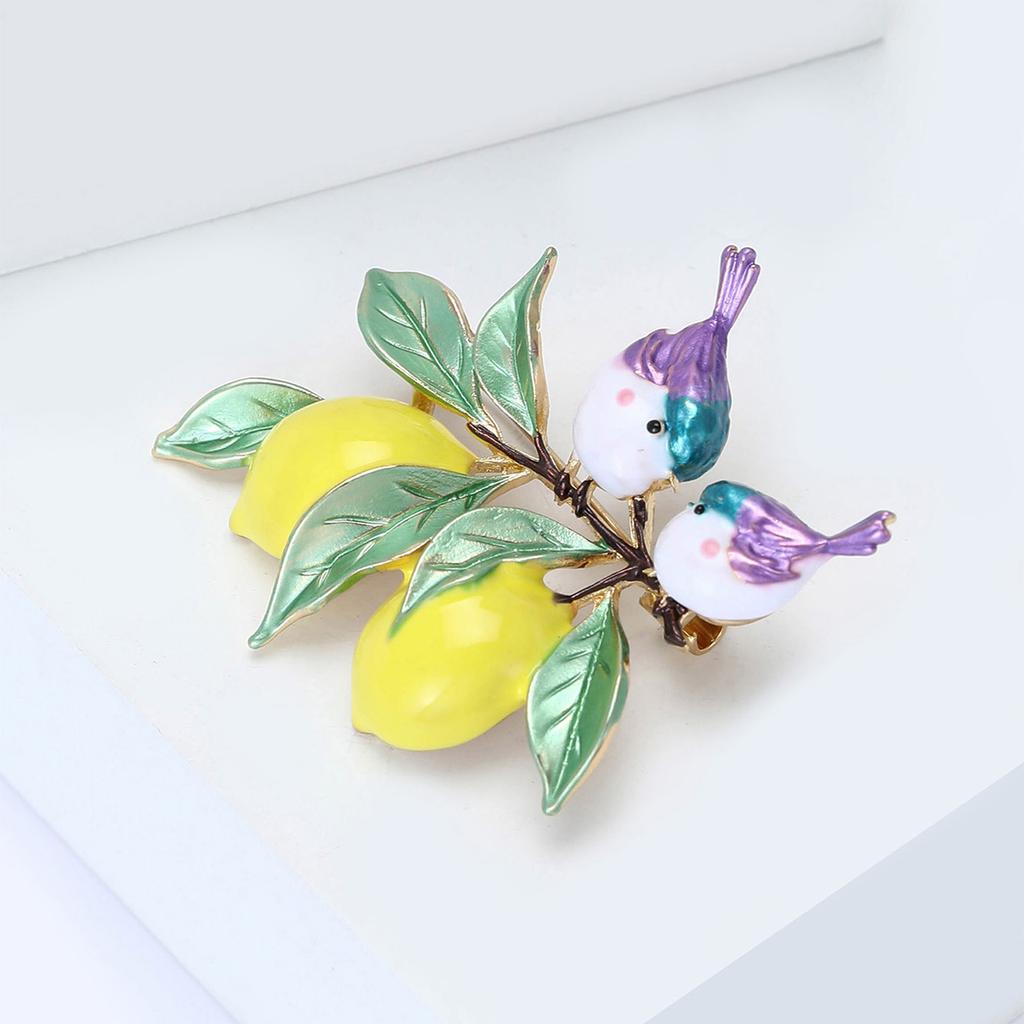 Playful Lemon Bird Enamel Brooch Alloy Craftsmanship Multipurpose Chest Decoration For Clothing Bags Event