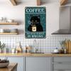 Vintage Metal Tin Sign Funny Cat Coffee Retro Wall Art Home Bar Decor