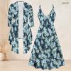 Women Plus Size Two Piece Set Long Sleeve Jacket Cami Maxi Dress