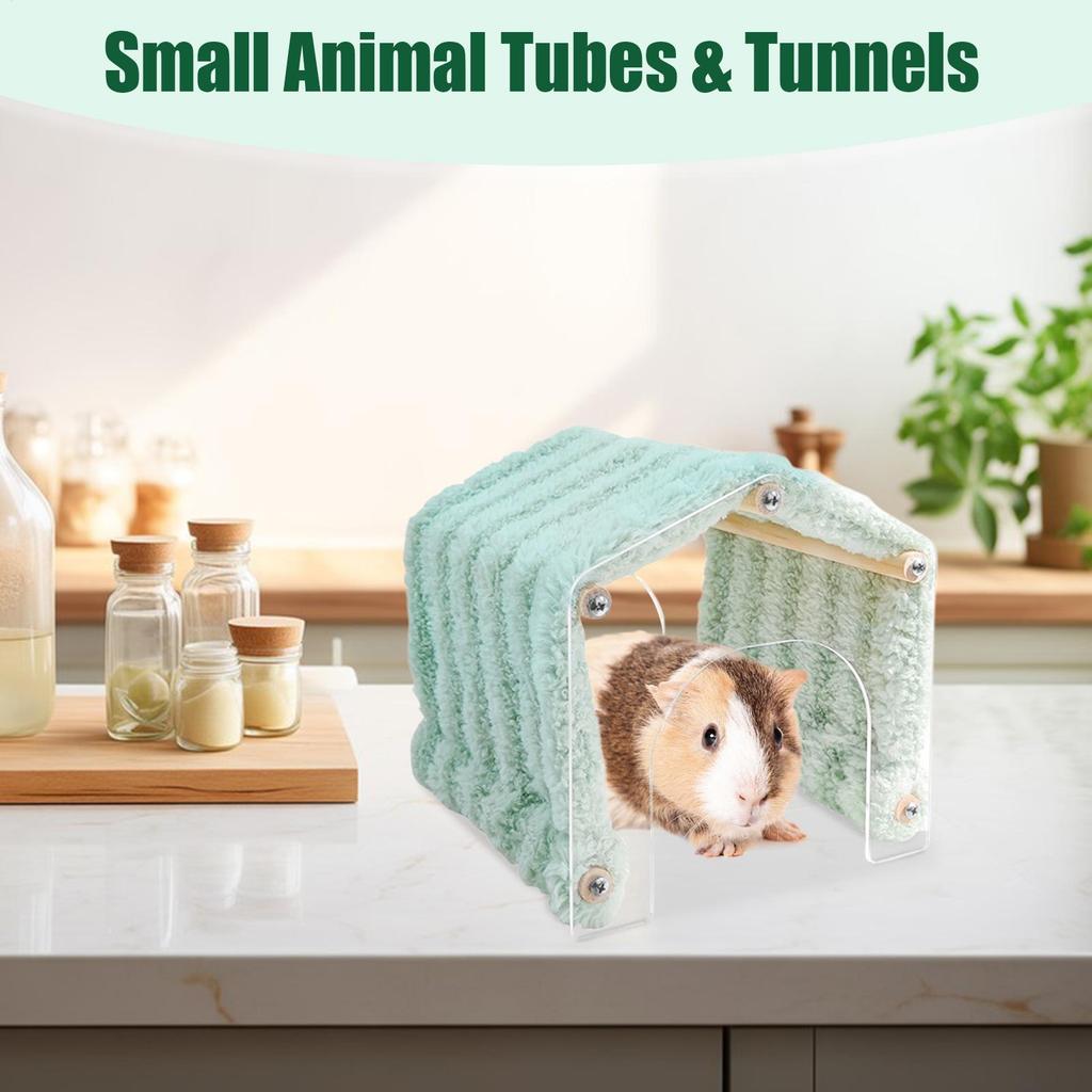 Chinchilla Tunnel Soft Plush Space-Saving House Small Pet Habitat With Detachable Door For Hedgehog Chinchilla Hamster Chewing