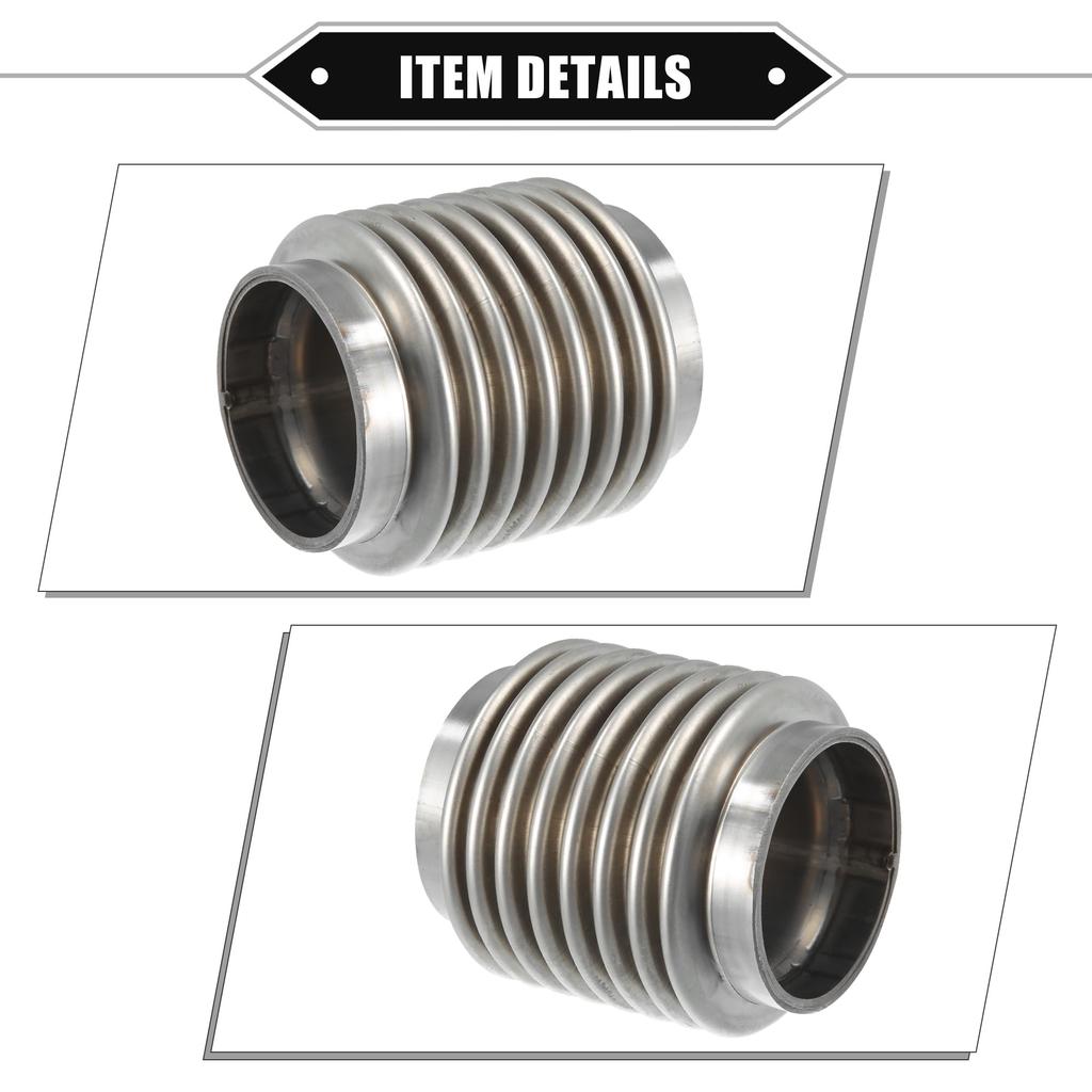 A ABSOPRO Car Exhaust Flexible Pipe 50.8x82mm Exhaust Flex Connector Pipe Bellows Universal for Car Durable Stainless Steel Silver Tone