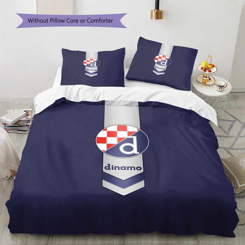 GNK Dinamo Zagreb Pattern Bedding Quilt Set  Home Decoration  Gift (1 * Duvet Cover + 2 * Pillowcase  Without Core)