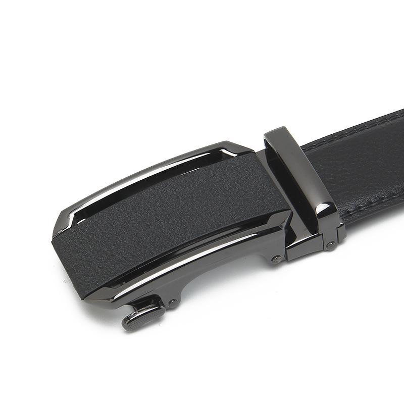 Mattierte Automatische Schnallenöffnung Zweilagiger Rindsledergürtel Business und Lässig Herren Trendiger Gürtel
