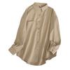 Spring Korean Style White Long Sleeve Slimming Shirt for Plus Size Women