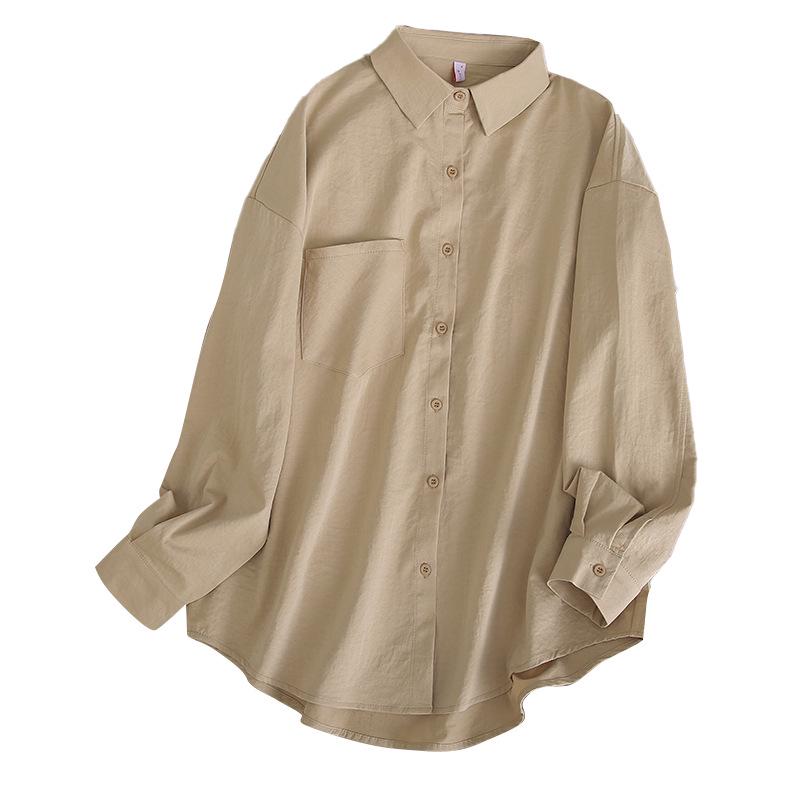 Spring Korean Style White Long Sleeve Slimming Shirt for Plus Size Women