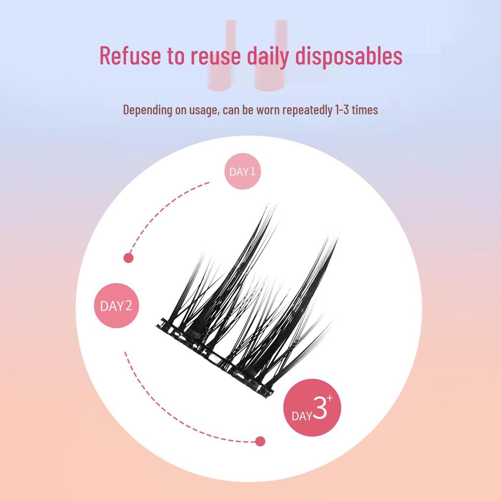 BQI Sunflower Self-Adhesive False Eyelashes: Glue-Free, Easy-Remove, Three-Step Application, Perfect for Beginners.