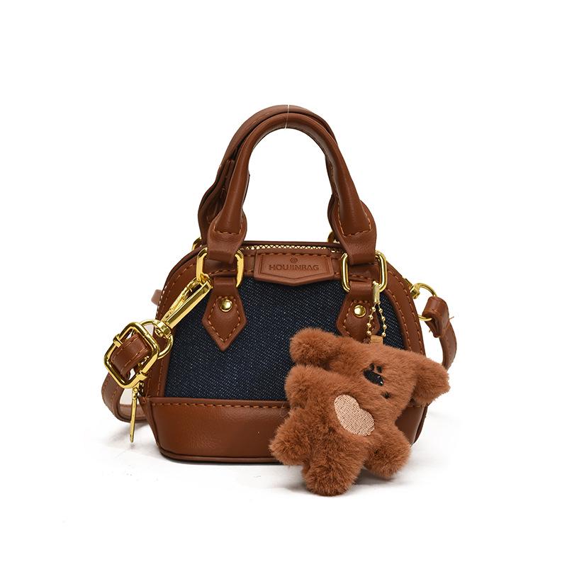 Children's Korean Color Block Mini Crossbody Bag with Earphone and Coin Pouch 2025 Winter Collection