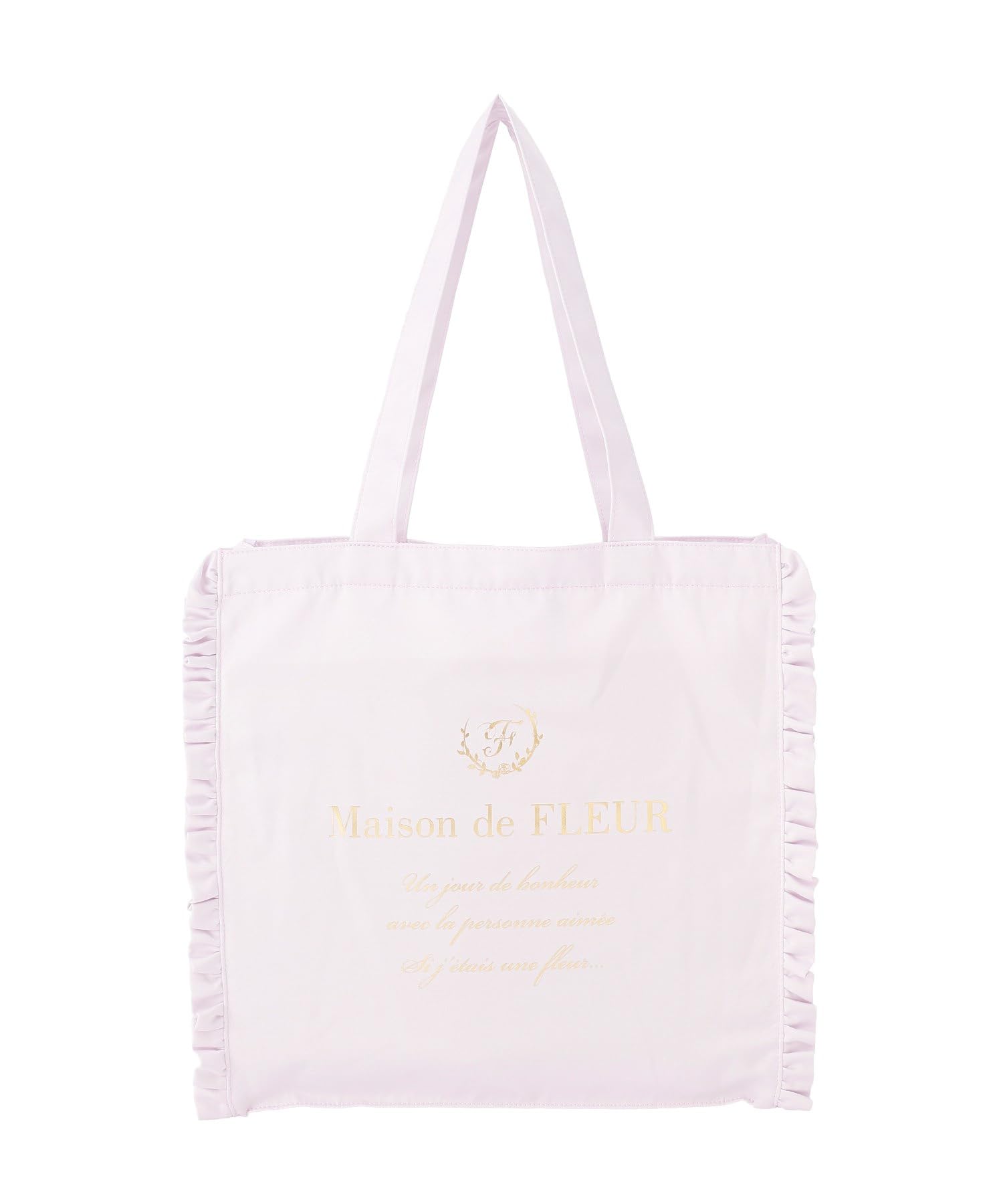 Maison de FLEUR Satin Frill Square Tote F Tote 08001386700 Bag, Lavender, Bag,