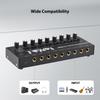 8 Channel Audio Mixer Mono Stereo Switching Audio Mixer with Level Indicator Light 6.35mm TRS TS Input Metal Iron Shell