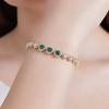 Green White Heart Zircon 14K Gold Plated Stunning Copper Tennis Bracelet