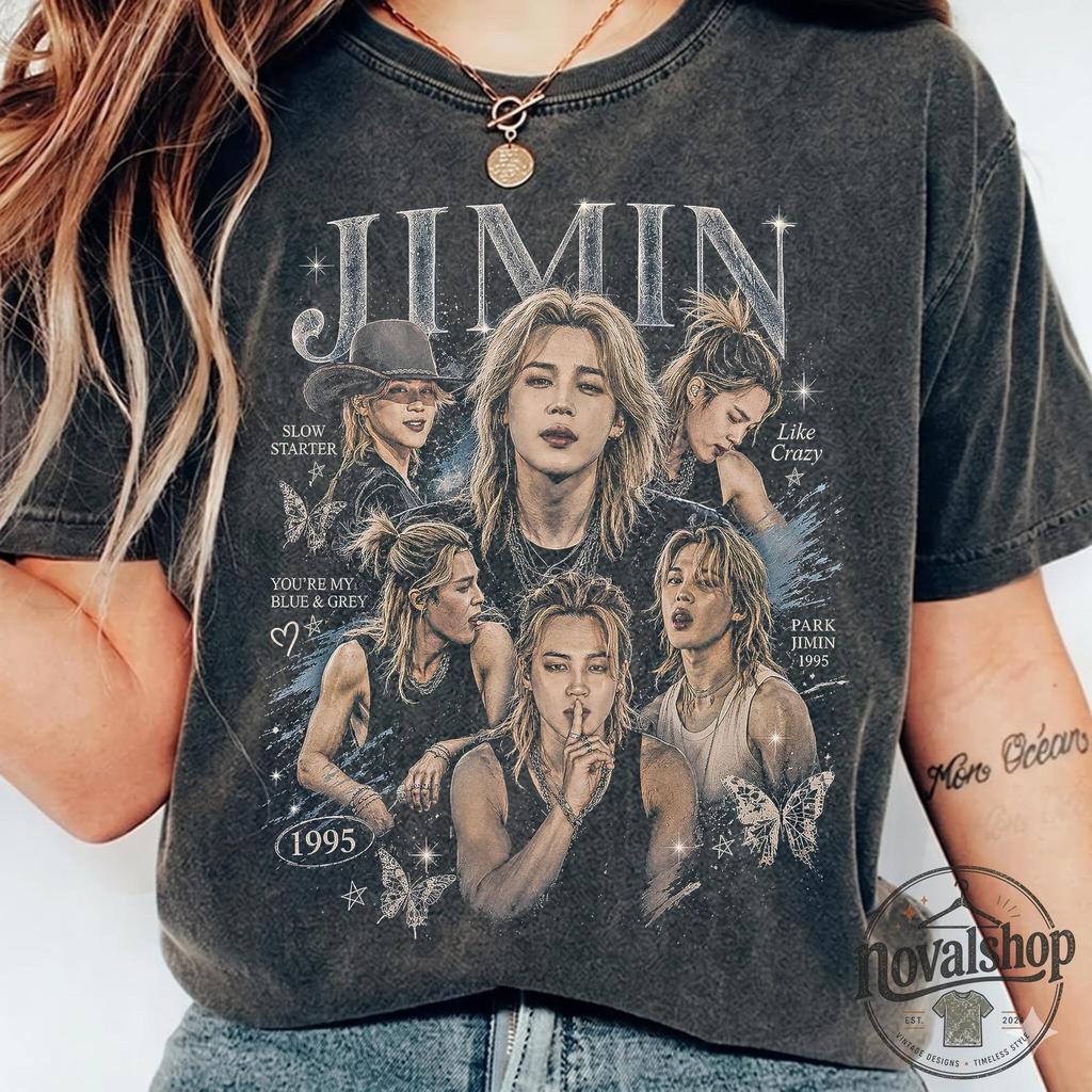 Vintage Jimin Shirt, Park Jimin Bootleg Graphic Tee, Kpop Retro 90s T-Shirt, Park Jimin Like Crazy Merch, Comfort Colors Acid Wash Tee