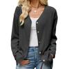 Womens Solid Color V-Neck Loose Long Sleeve Button-Up Cardigan 2026 Fall Winter