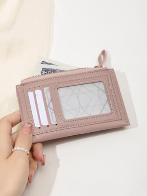 Modische ultradünne Damen-Kartenhülle, schlichte Mini-Kompakt-Kreditkartenbrieftasche aus PU-Leder, tragbare kurze Mehrfachschlitz-Geldbörse für Kleingeld