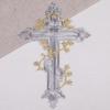 1Pcs Gold Embroidery Patch Vintage Jesus Cross Embrodered Patches Clothes Craft Applique Accessories