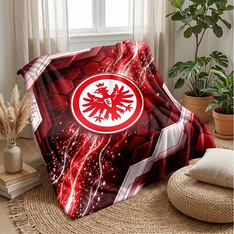 Eintracht Frankfurt Football Print Flannel Blanket, Soft Warm Lightweight Throw Blanket for Sofa Bed Camping