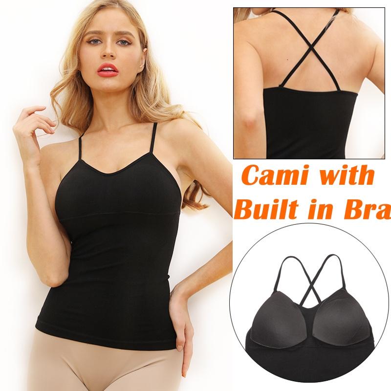 Camisoles for Women with Built in Bra Summer Sleeveless Tank Top Padded Bra Crop