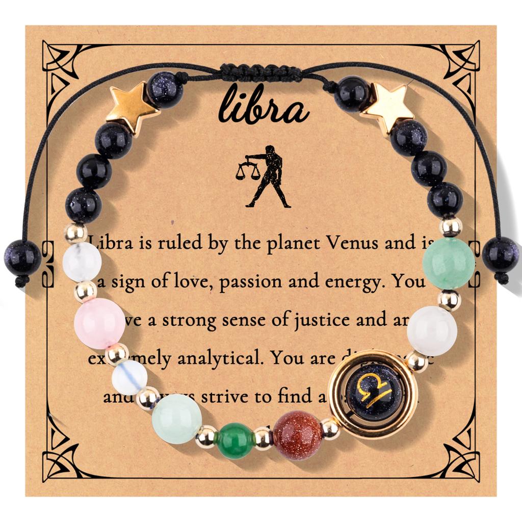 12 constellations woven adjustable bracelet gold beads star constellation symbol pendant eight planets planet bracelet