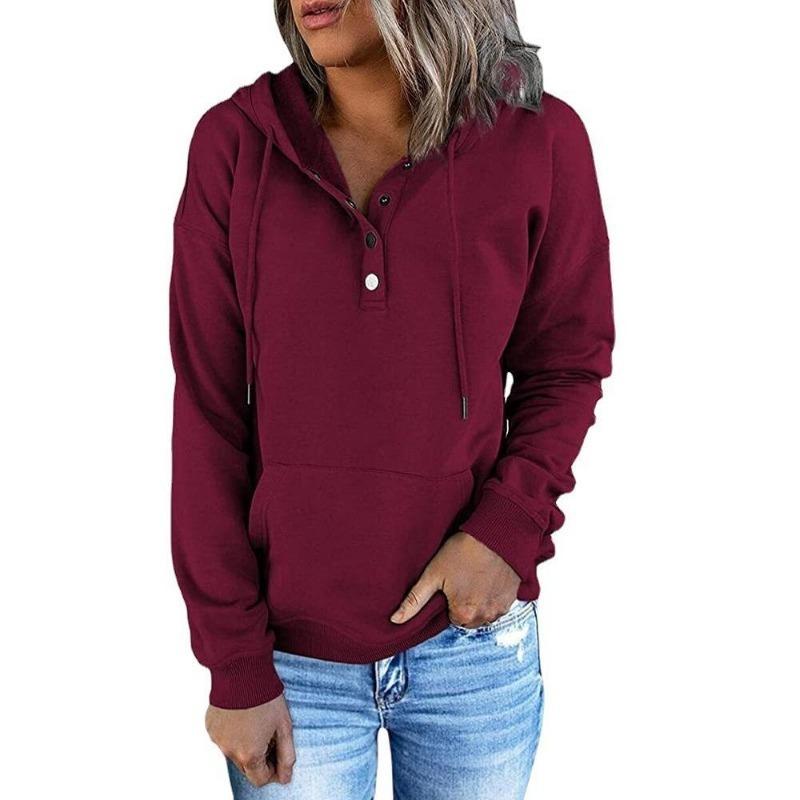 Autumn Winter Women's Long-sleeved Loose Casual Hooded Drawstring Pocket Hoodie Women's Pullover Sweatshirt