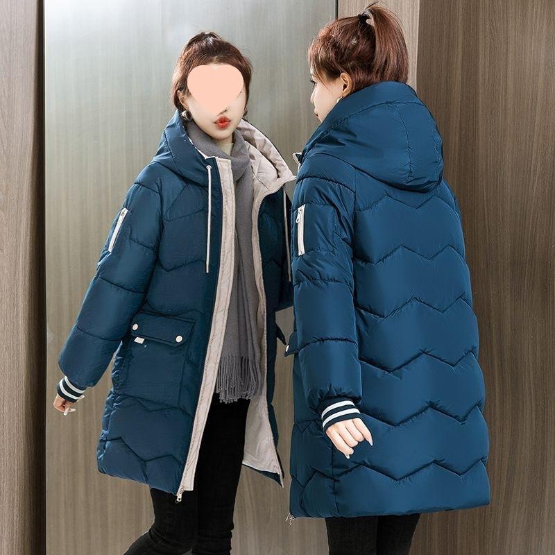 New Cotton Jacket Women's Mid-length Plus-size Cotton Jacket Winter Loose Thickened Hooded Cotton Jacket