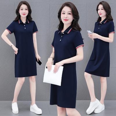 Summer Women Pencil Dress Plus Size Short Sleeved Polo Skirt M~4XL