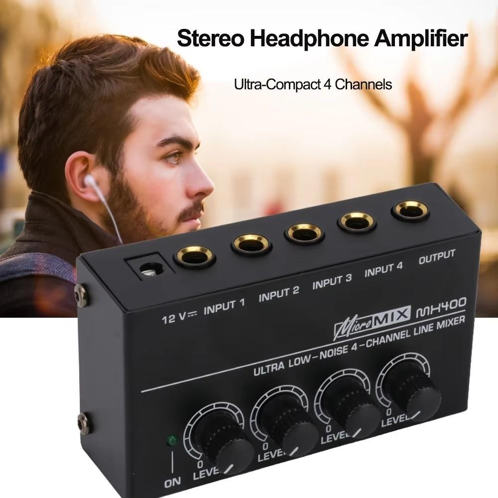 4 Channels HA400 Ultra-Compact Audio Amplifier 1 Input Mini Headphone Amplifier  Headset Amplifier
