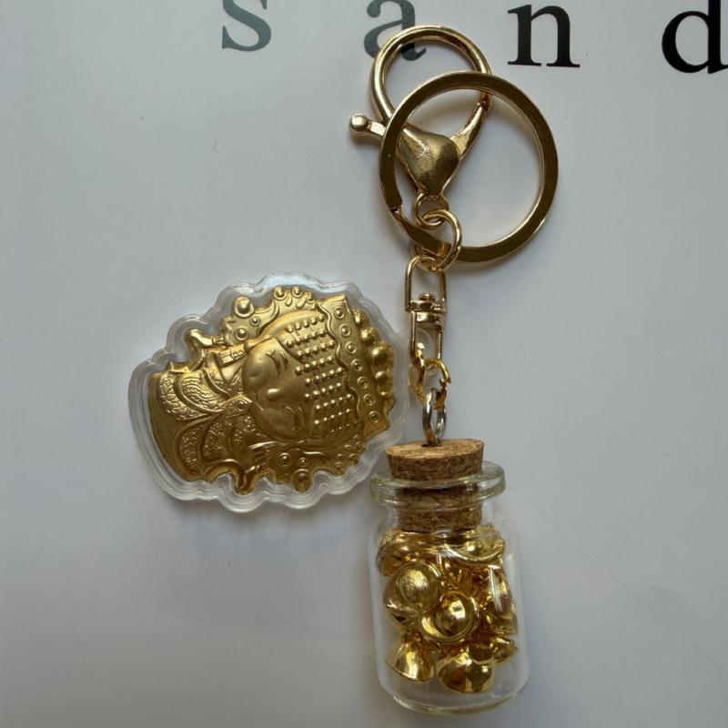 Creative Year Of The Horse Imitation Gold Foil Keychain Fortune Golden Yuanbao Keyring Bag Pendant Decoration New Year Gift