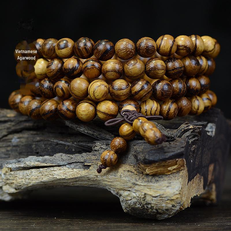 

Браслет из вьетнамского агарового дерева, 108 бусин: Благовония из дерева Буддийский аксессуар для свитеров 8mm 108 beads Regular