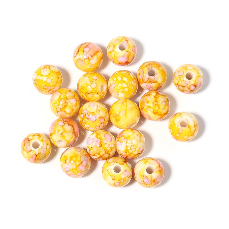 50-100pcs 8/10/12mm Crackle Acrylic Beads Colorful Round Loose Spacer Beads For DIY Jewelry Making Bracelet Necklace Accessories